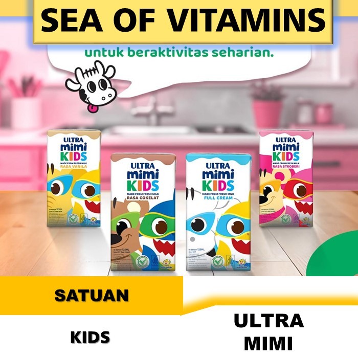 

SATUAN SUSU ULTRA MIMI 125ML UHT COKLAT/FULL CREAM/ VANILA/ STROBERI