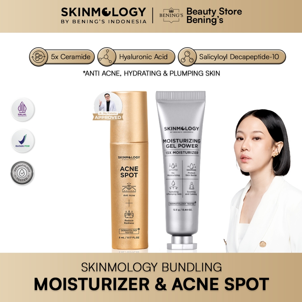 Skinmology By Bening's Clinic Indonesia - Bundling Moisturizing Gel Power (12,5g) + Acne Spot - Pite