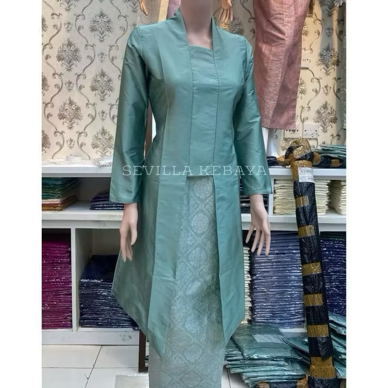 SETELAN KEBAYA KUTUBARU PANJANG JUMBO LD120 - KEBAYA TUNIK POLOS - KEBAYA TAFETA JUMBO - BAJU KEBAYA