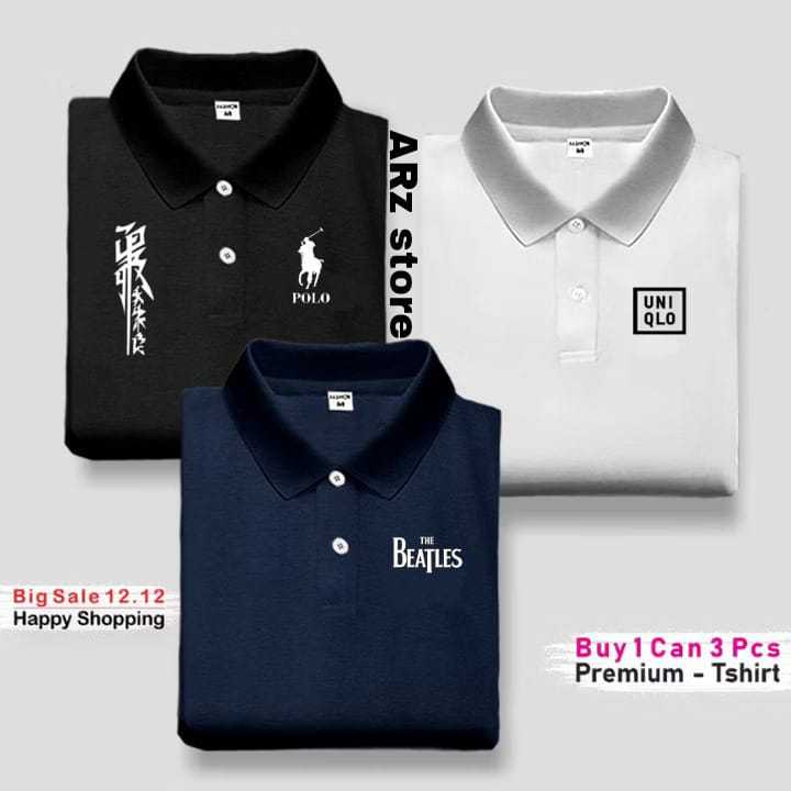 PROMO COD BUY 1 GET 3 PCS Kaos Kerah Polo ( Rilex Polo Kirka/Uniqlo 03 ) Pria Distro T-Shirt D M/L/X