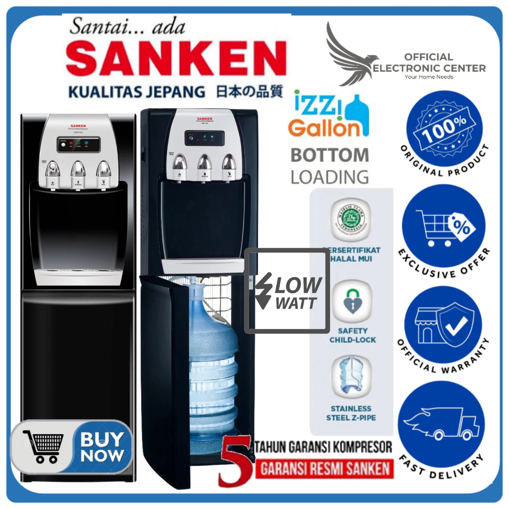SANKEN DISPENSER HWD-C505M HWD C505M C500E DISPENSER GALON BAWAH C500E KOMPRESOR STAINLESS STEEL BOT