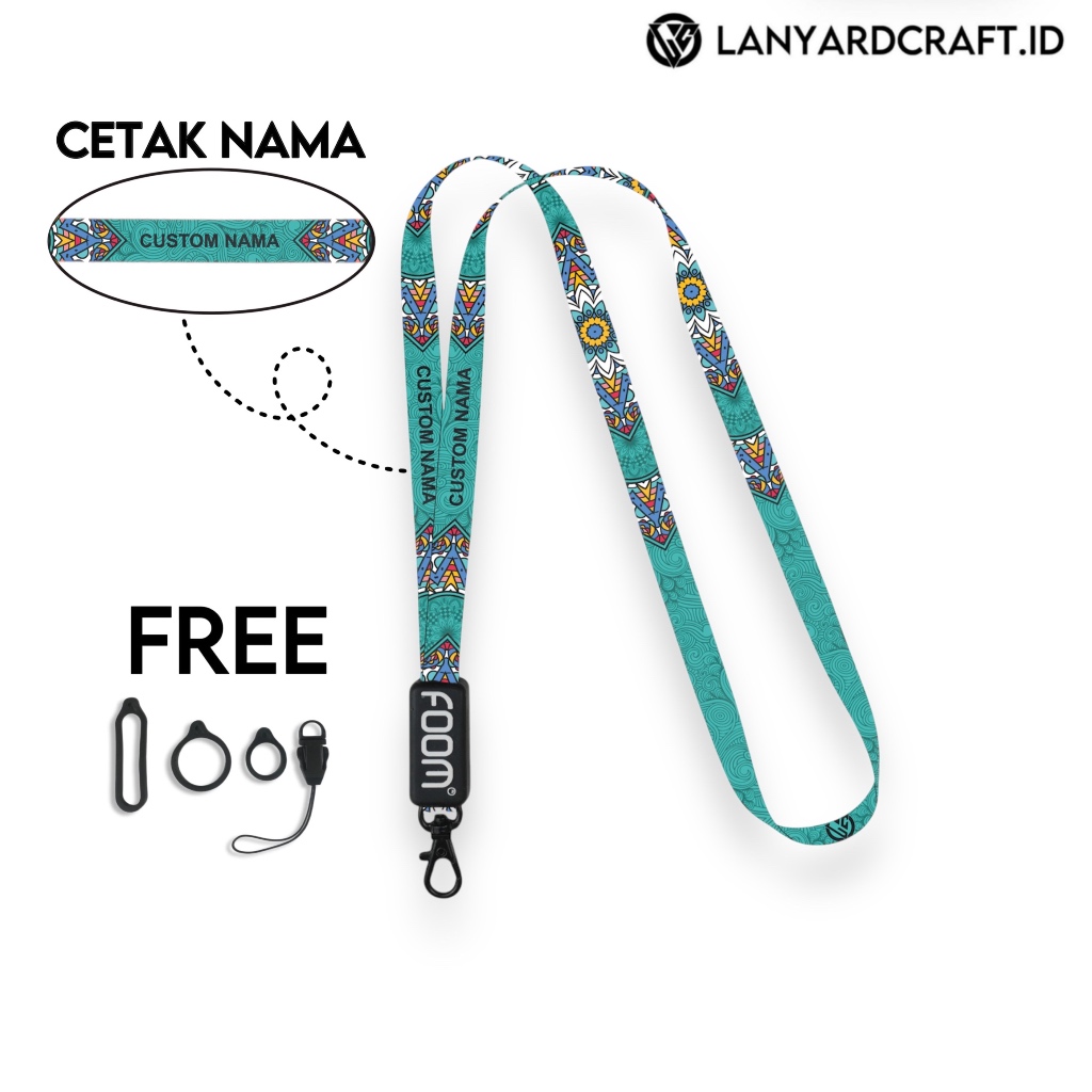 Lanyard Custom Nama Batik Series V3 1cm Various Type Gantungan Tali Lanyard Universal