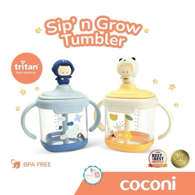 COCONI Sip' n Grow Tumbler 260ml | Sippy Cup | Gelas Sedotan Susu Anak Anti Pecah Anti Tumpah