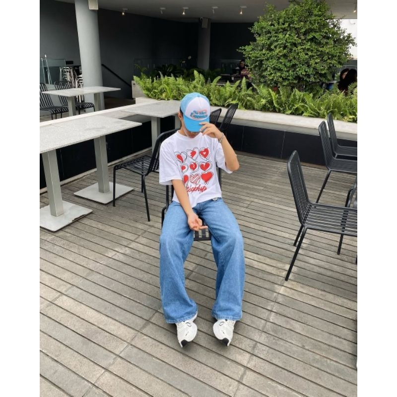 Celana Jeans Kulot Baggy Gombrong Pants Outfit Skena Gombrong Loose-fitting Y2K Shabby Chic Biru Hit