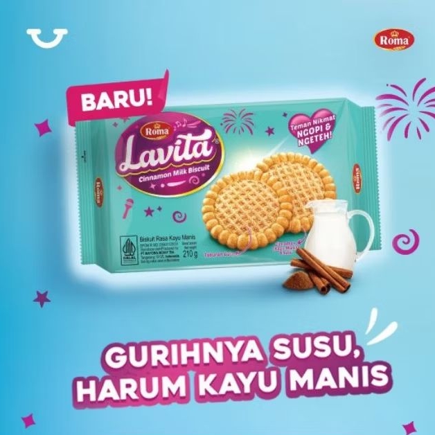 

Roma Lavita rasa Cinnamon Milk Biskuit kayu manis 210gr