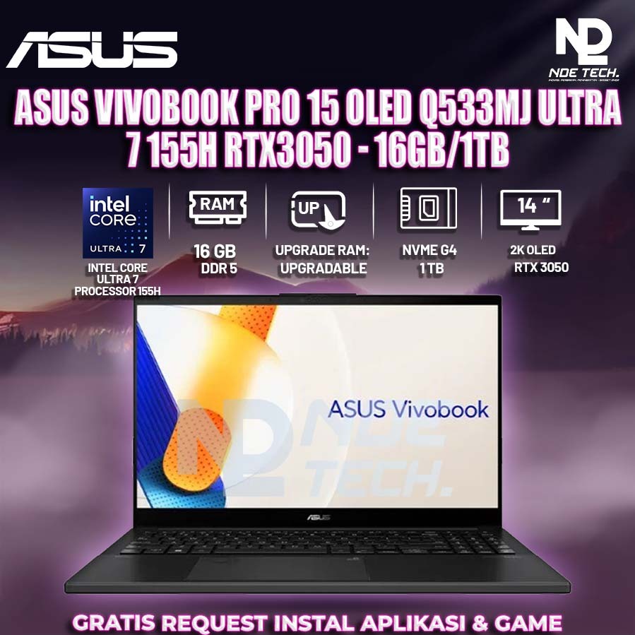 ASUS Vivobook Pro 15 Oled Q533MJ Ultra 7 155H RTX3050