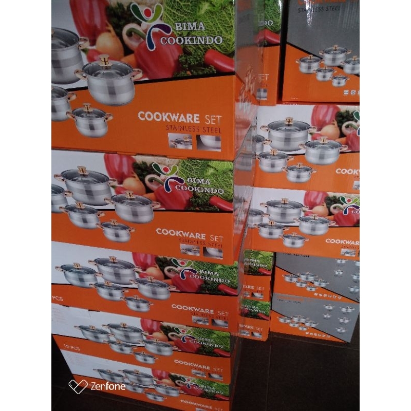 Panci Bima Cookindo stenlis set 10pcs