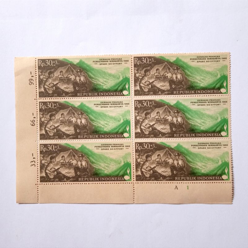 

Antik Perangko Filateli Gerakan Pramuka Perkemahan 1968 Rp.30 6pcs