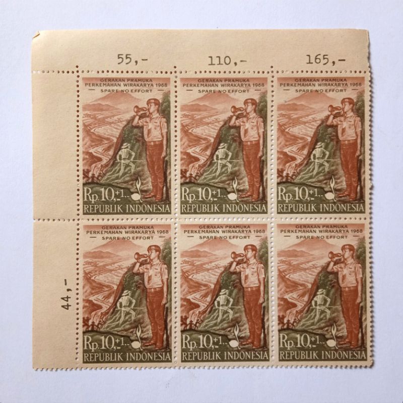 

Antik Perangko Filateli Gerakan Pramuka Perkemahan 1968 Rp.10,- 6pcs