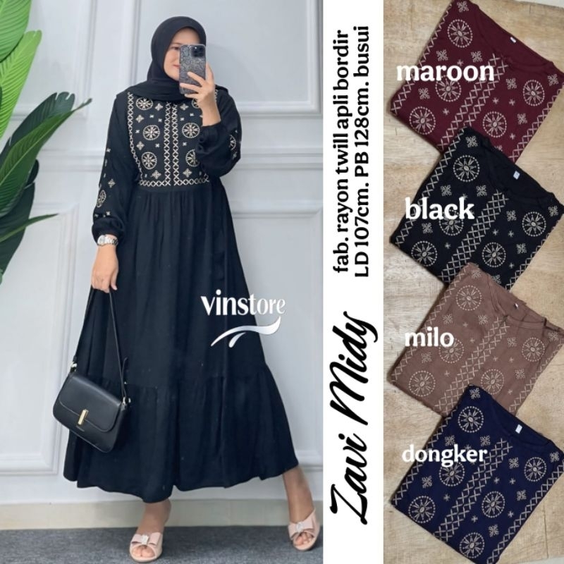 Zavi Midi Dress by Vinstore Realpict 4 Warna