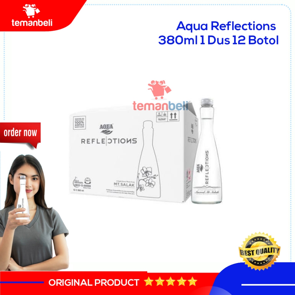 Aqua reflections 380ml 1 dus isi 12 botol - aqua botol kaca - air aqua botol bening