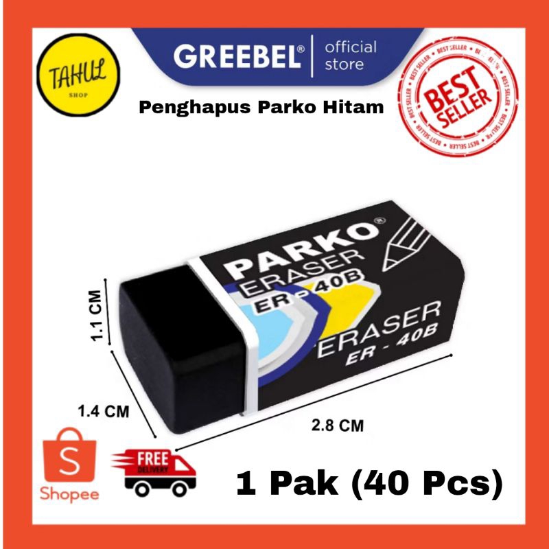 

1 Pak (40 Pcs) !!! penghapus PARKO Hitam Eraser Stip Hapusan ER-40B S (40 PCS) Penghapus Pensil / Alat Tulis Sekolah