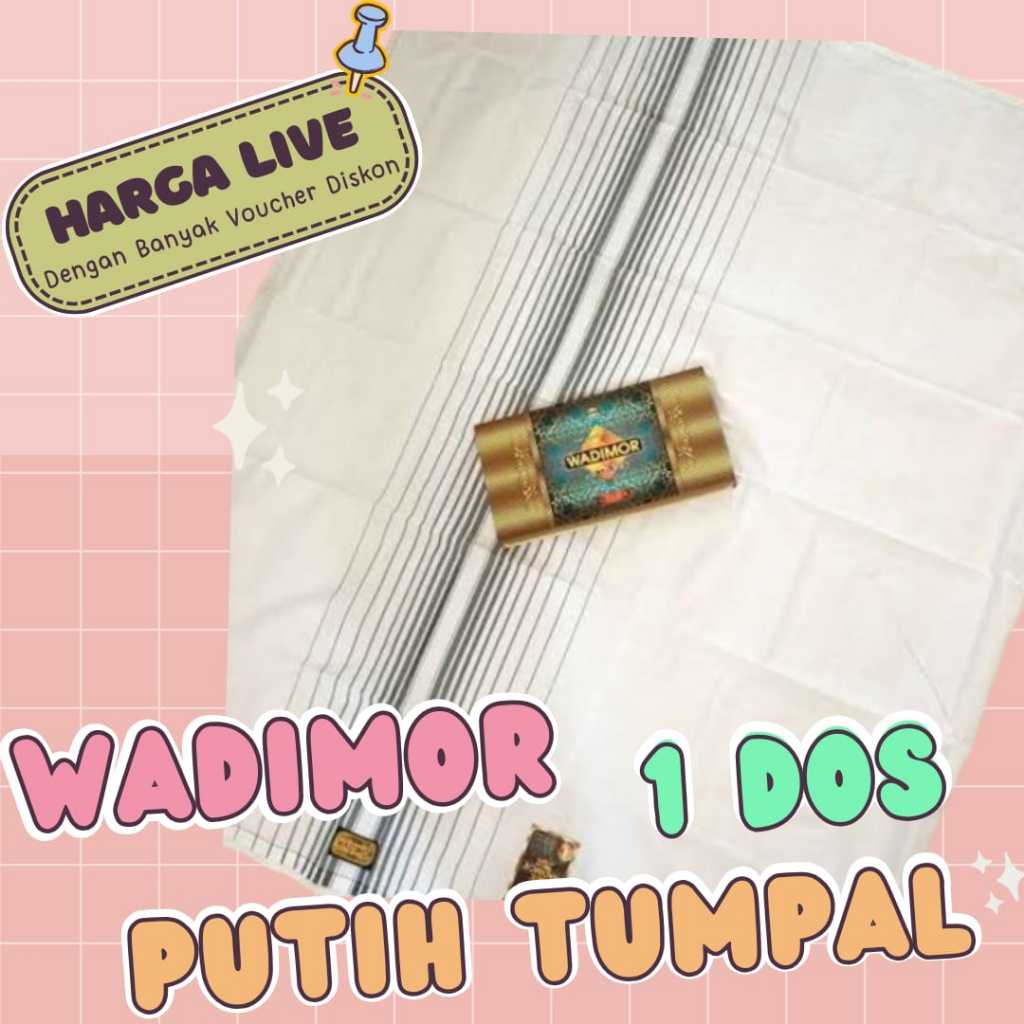 |HARGA LIVE| Sarung Wadimor PUTIH TUMPAL 1 DOS / Sarung Dewasa / Sarung Grosir Ecer