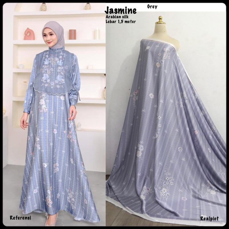 Kain arabian silk motif jasmine per setengah meter / kain motif brand / kain gamis / kain motif bung