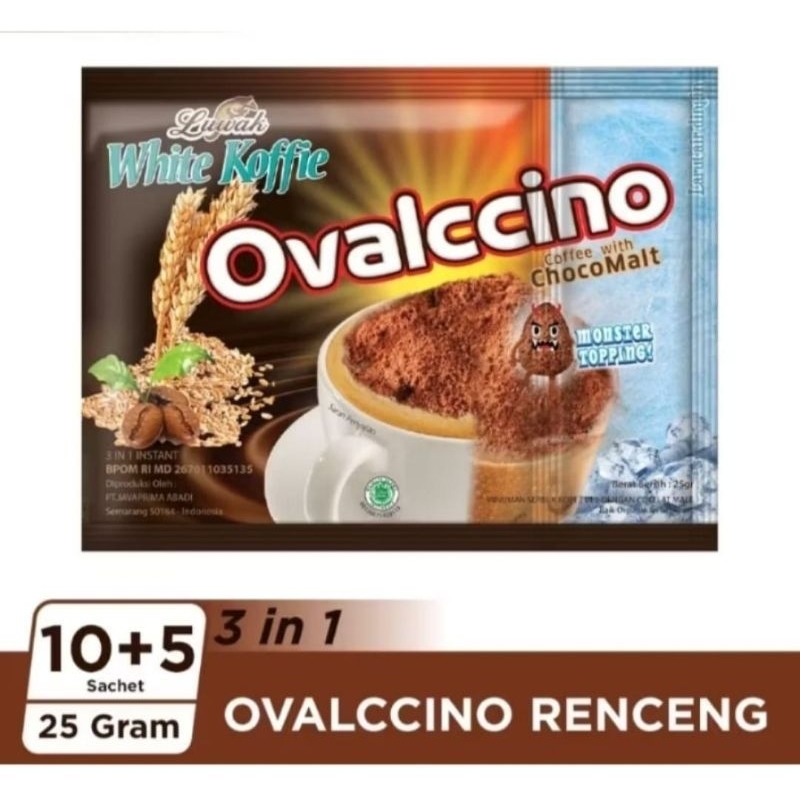 

LUWAK WHITE COFFIE OVALCCINO KOPI INSTAN 1 RENTENG ISI 15 SACHET