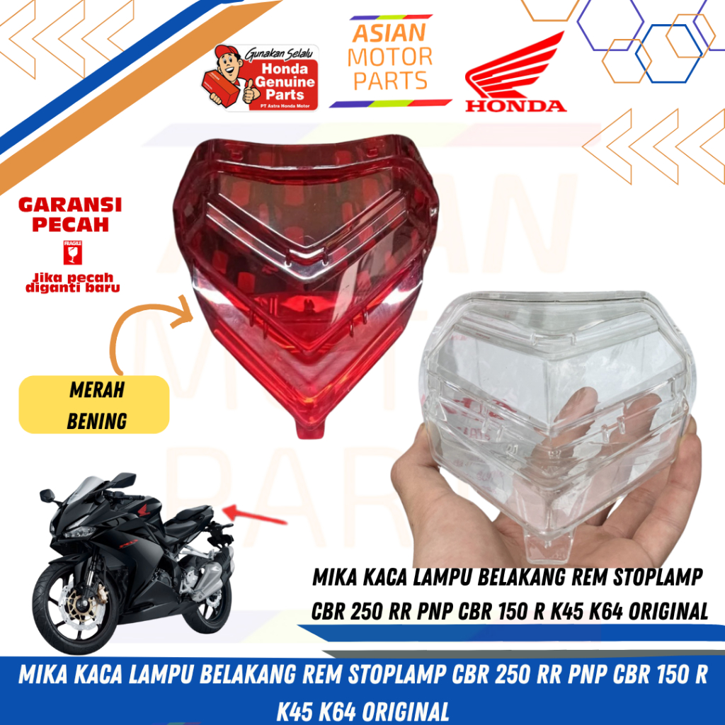 Mika kaca lampu stop belakang rem stoplamp CBR 250 RR PNP CBR 150 R K45 K64 Original asli honda