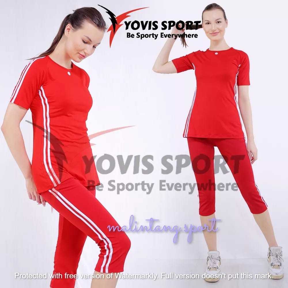 setelan pendek yovis sport setelan olahraga