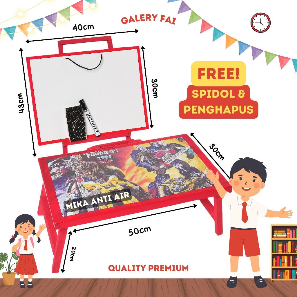 

Paket hemat Alat belajar anak Papan tulis penyangga dan meja belajar lipat