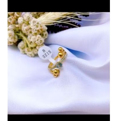 cincin permata fashion wanita titanium murni lapis emas 18KGP