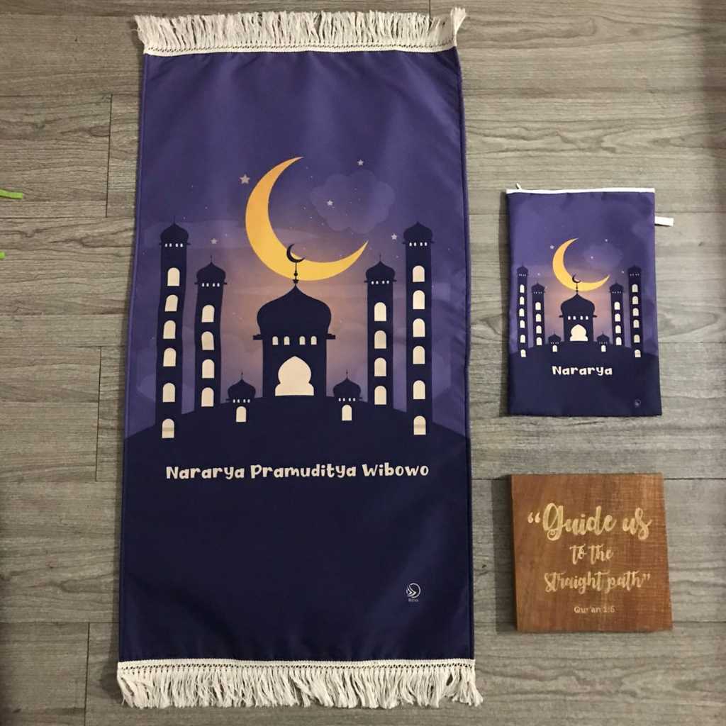 Sajadah Anak Boivo, Free Custom Nama, Lapis Busa  Anti Slip, dan bisa include Tas, Lembut dan Nyaman