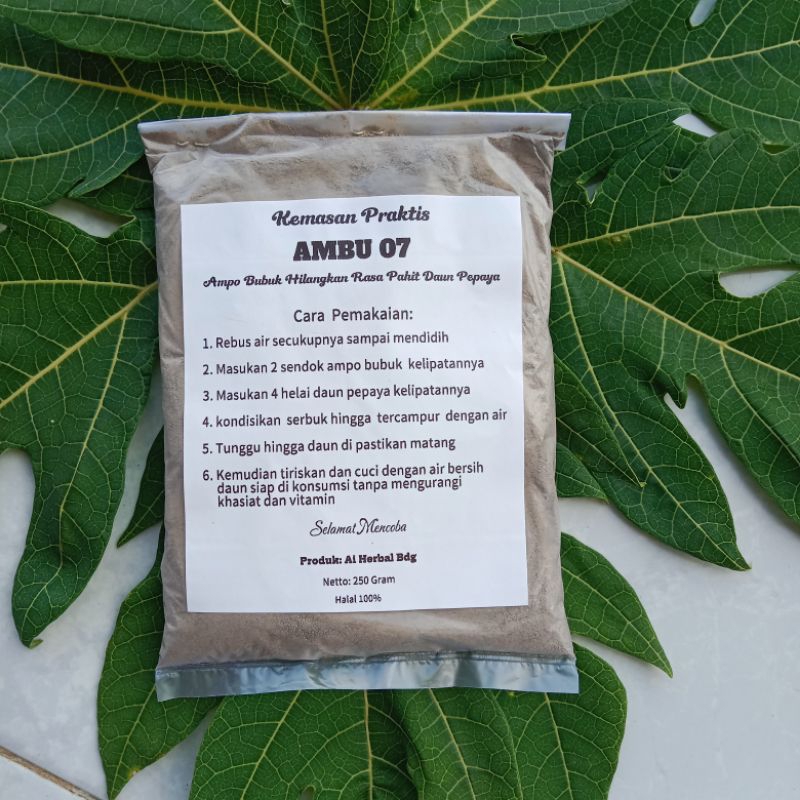 

Bubuk Lempung/Bubuk Ampo Penghilang Pahit Daun Pepaya 250gram
