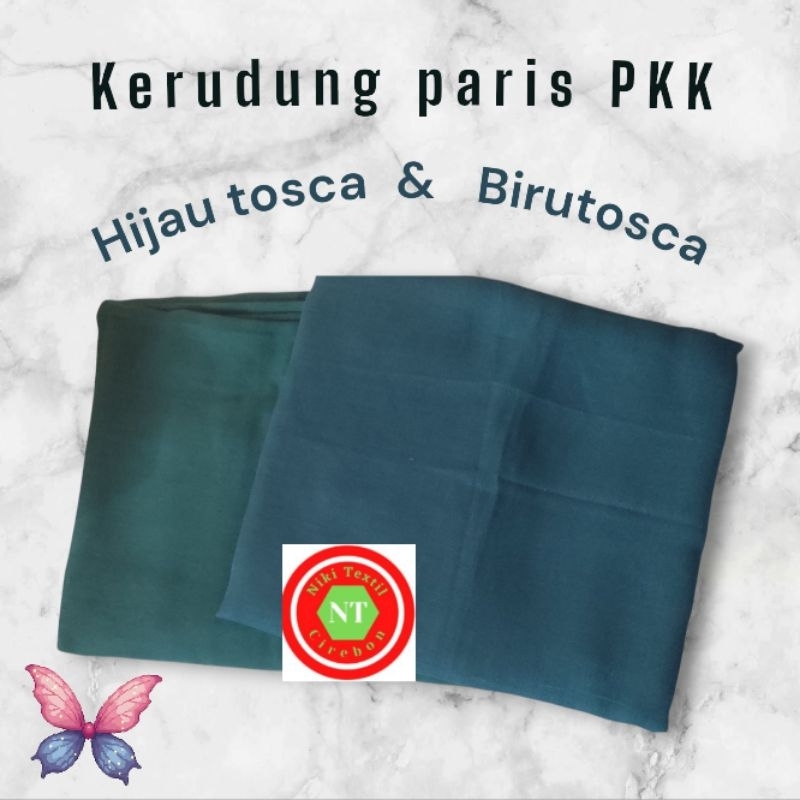 Kerudung paris segi empat pkk biru toska seragam pkk