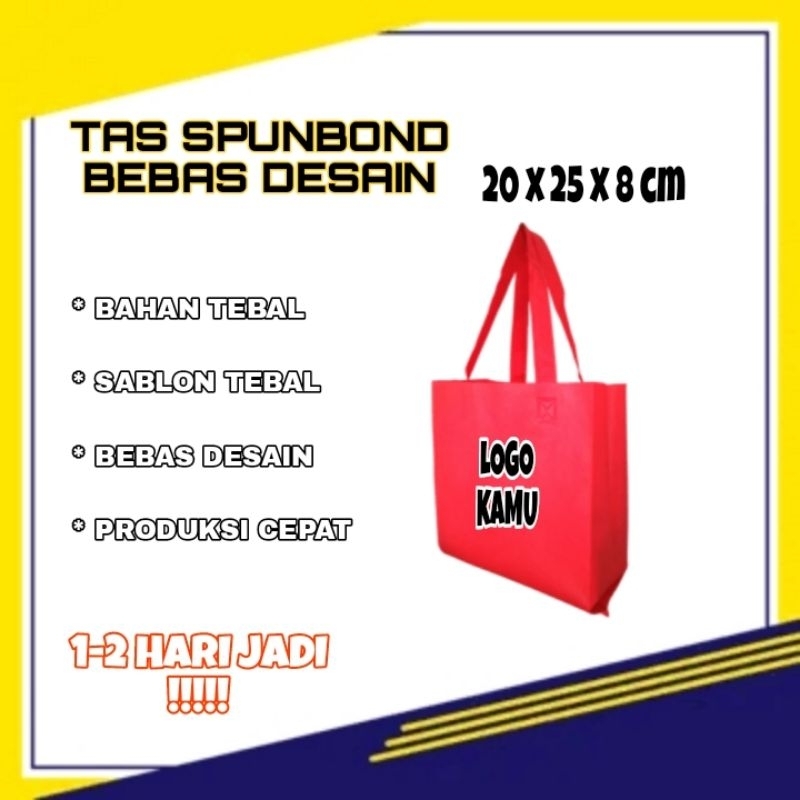 

Goodie bag Tas Spunbond Custom Sablon 20 x 25 x 8 cm / Tas Souvenir / Tas Hajatan / Tas Spunbond sablon