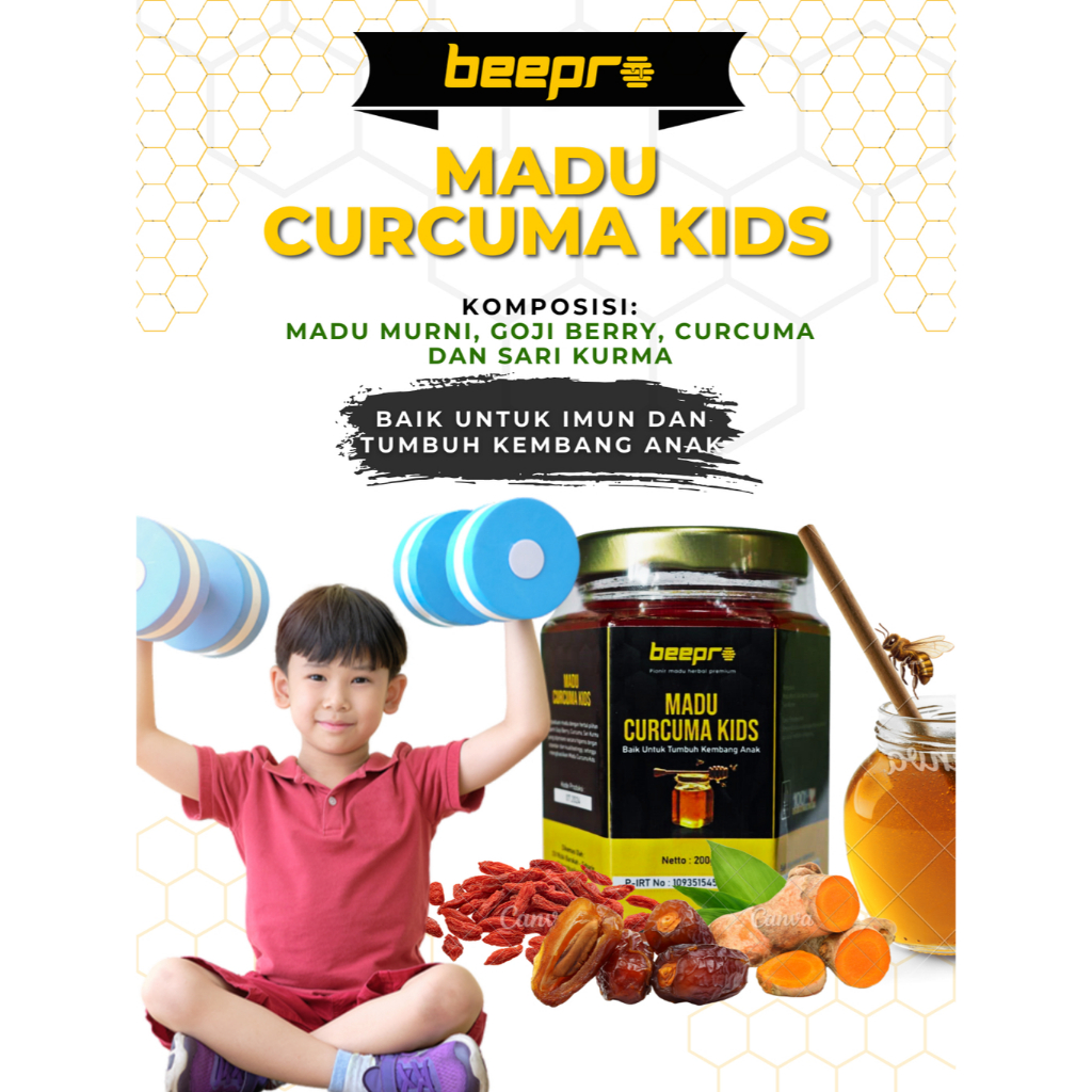 

Madu Curcuma Kids - Madu untuk Imun Tubuh, Pertumbuhan dan Kecerdasan Anak - BEEPRO