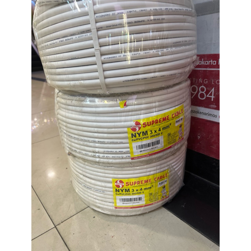 Kabel Supreme NYM 3x4 Tunggal Putih 50m 100m / NYM 3x4Mm Supreme Tunggal