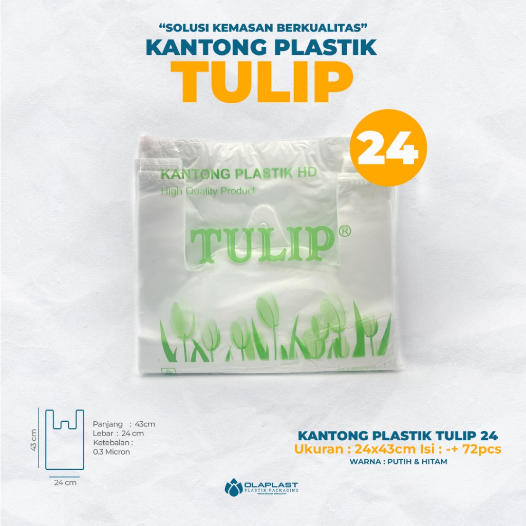 Kantong Kresek Tulip PUTIH 24 Plastik HD GO GREEN