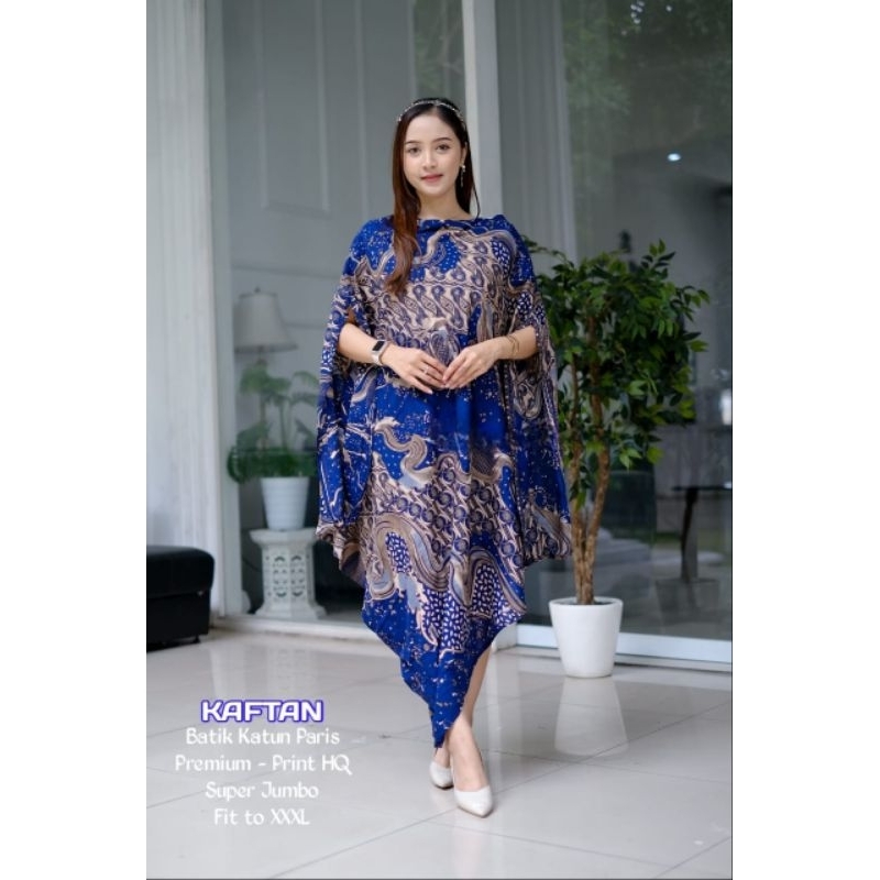 Kaftan Batik Asimetris Jumbo Katun Paris