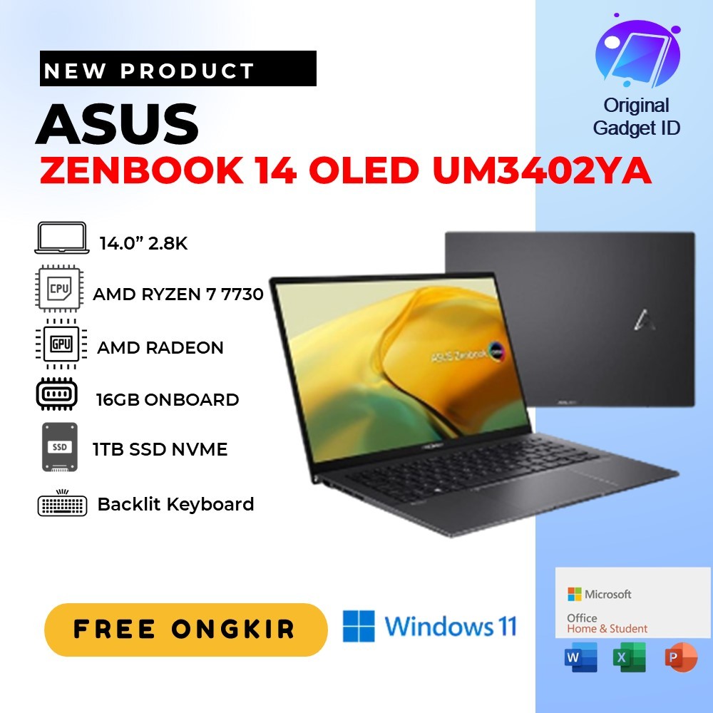 ASUS ZENBOOK 14 OLED UM3402YA TOUCH RYZEN 7 7730 16GB 1TB SSD WIN11 14.0" 2.8K