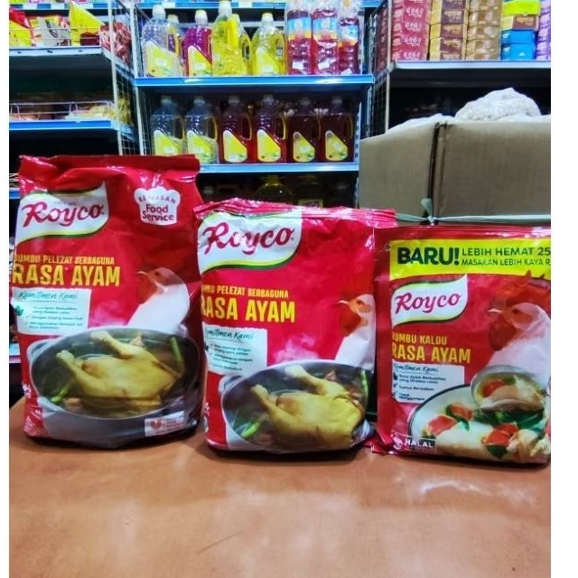 

Royco bumbu kaldu rasa ayam ukuran @220 gr,460gr,1 kg