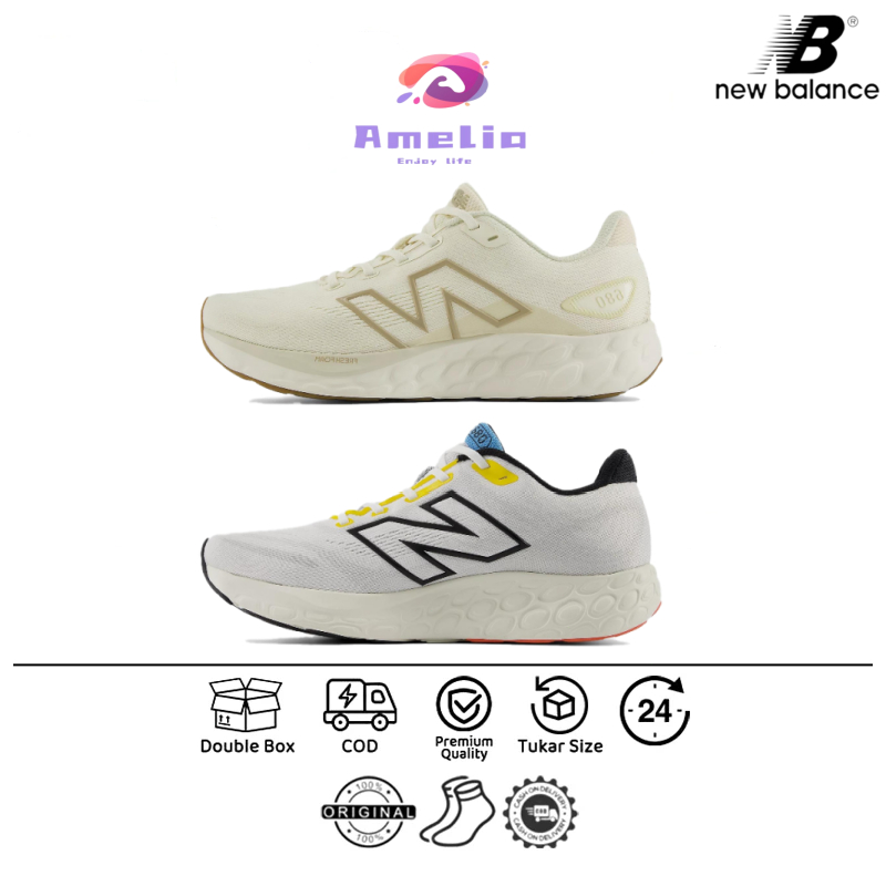 【ini ready】Authentic 100% NB 680 V8 Slip-Resistant Low-Top Casual Running Shoes Women's Beige sepatu
