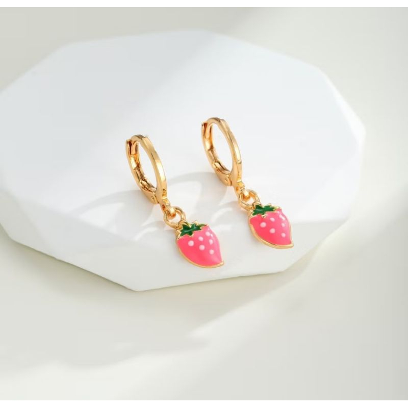 Anting strawberry anak Anti luntur berlapisEmas24k