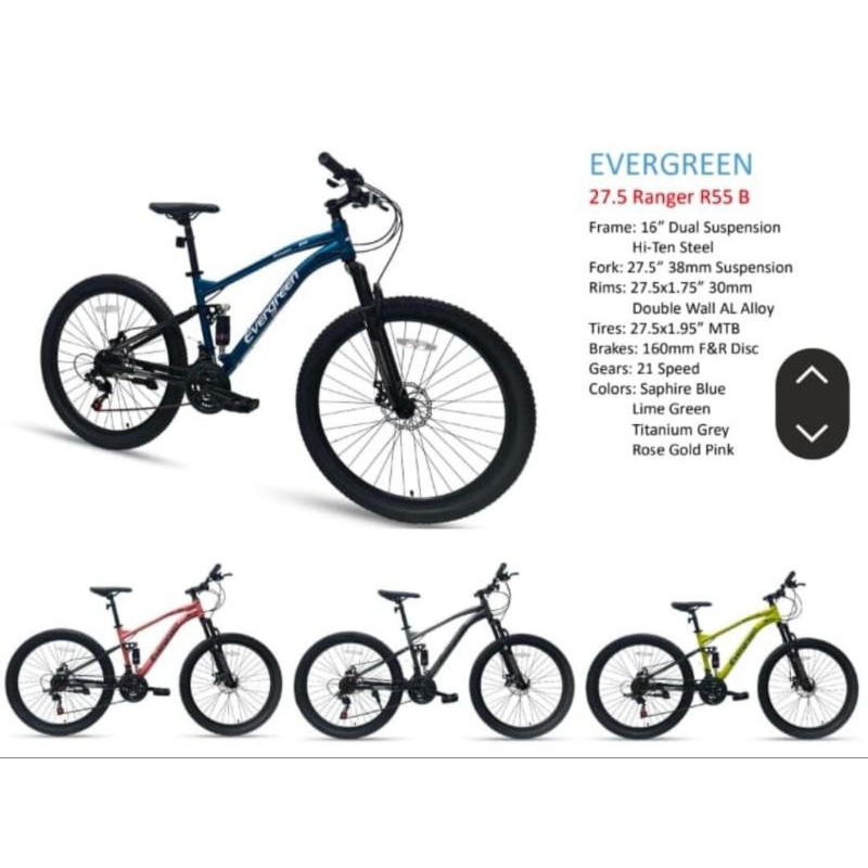 Sepeda Gunung MTB 27,5 Evergreen Ranger R55 B R35 Suspension Khusus Instan