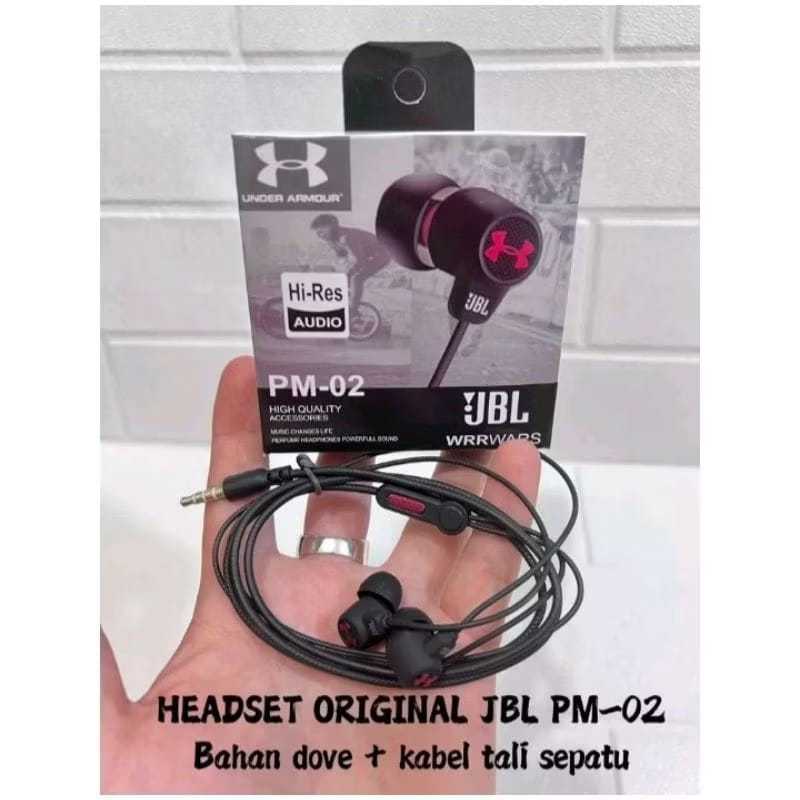 HEADSET JBL Ori 100% Kualitas PREMIUM Handsfree Hi-Res Audio JBL PM-02 Stereo Headset / Earphone J W