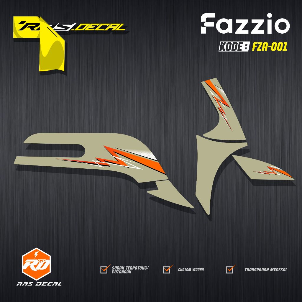 Stiker Striping Custom Yamaha Fazzio Transparan Motif Petir / Striping Transparan Fazzio - Striping 