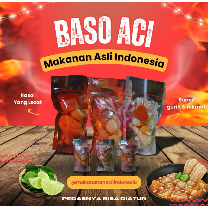 

BASO ACI 1 BUNGKUS (ECERAN),Pedas Nikmat -Makanan Khas Indonesia,Food,Instan,Kuah,Seblak,Mie,[BA-01]