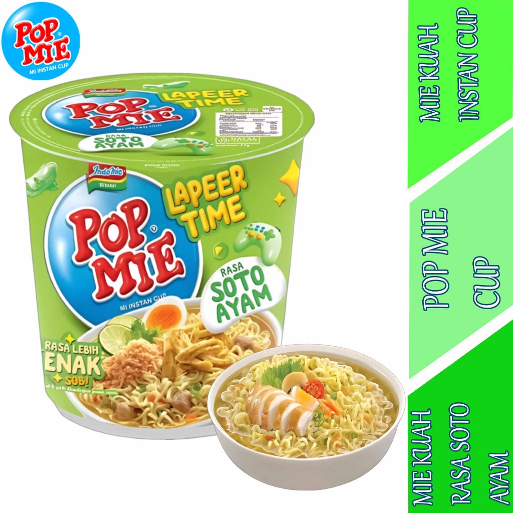 

Mie Kuah Rasa Soto Ayam - Pop Mie - Mie Kuah Instan Cup - 77gr