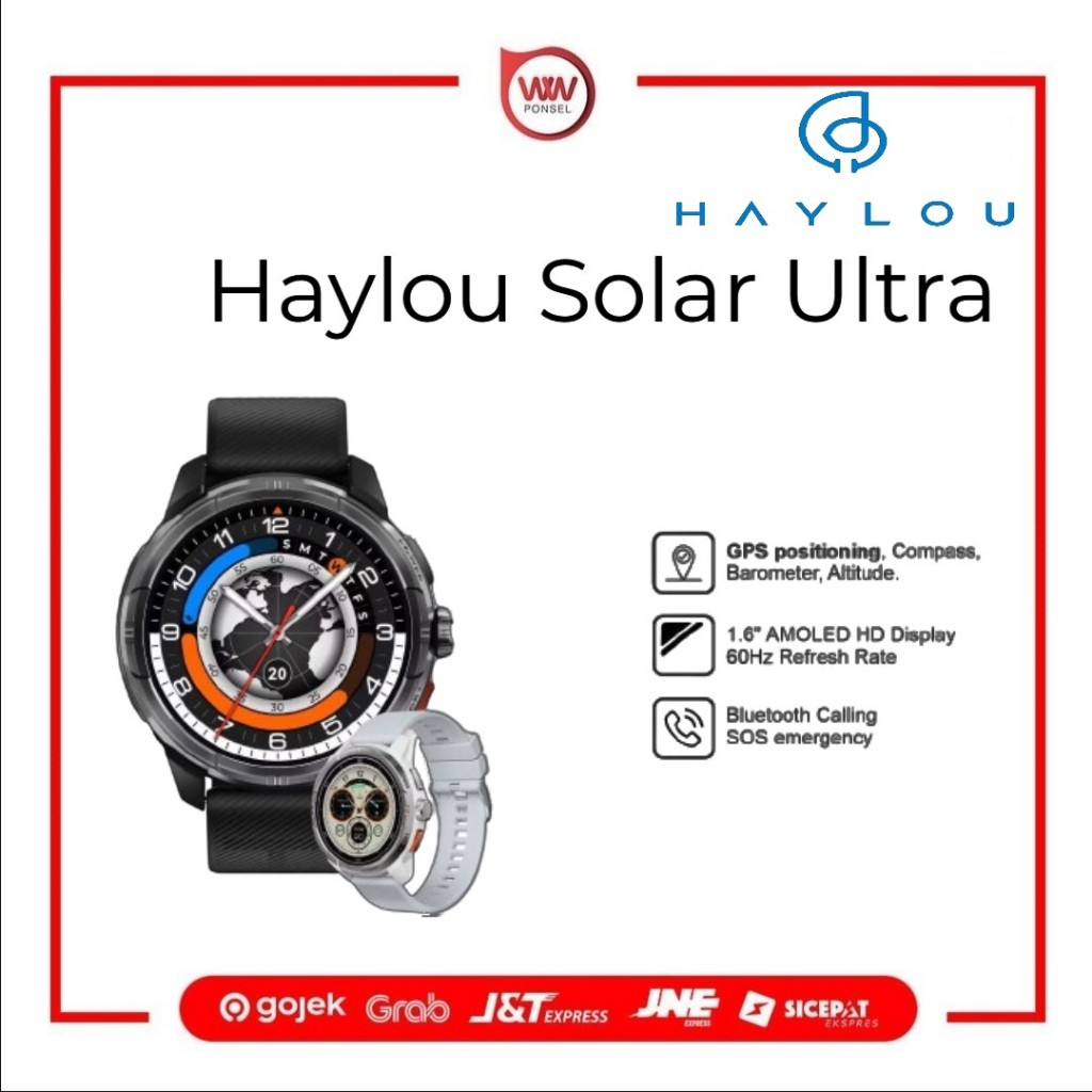 Haylou Solar Ultra SmartWatch 1.6" Amoled HD BTCALL GPS BUILT IN