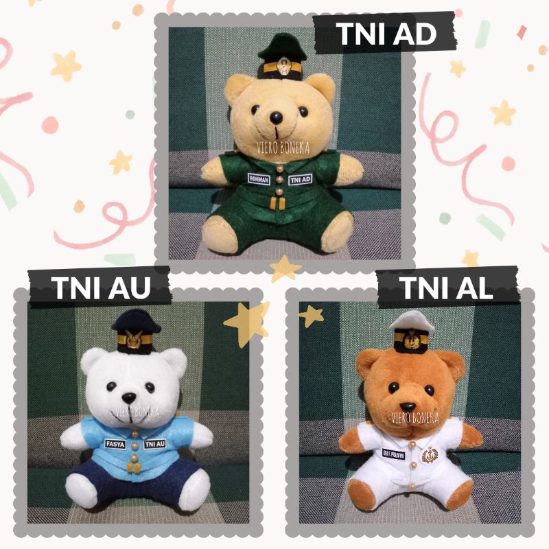 Boneka Profesi Mini Tentara TNI AD AL AU Hadiah Pelantikan Wisuda Buket