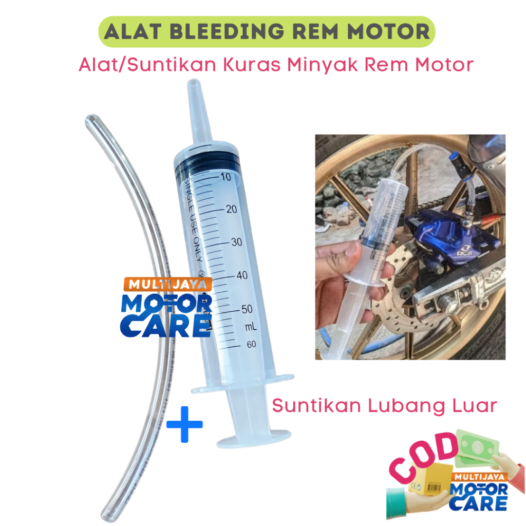 SET Suntikan Kuras Minya Rem Motor 50ml  Spuit 50cc + Selang