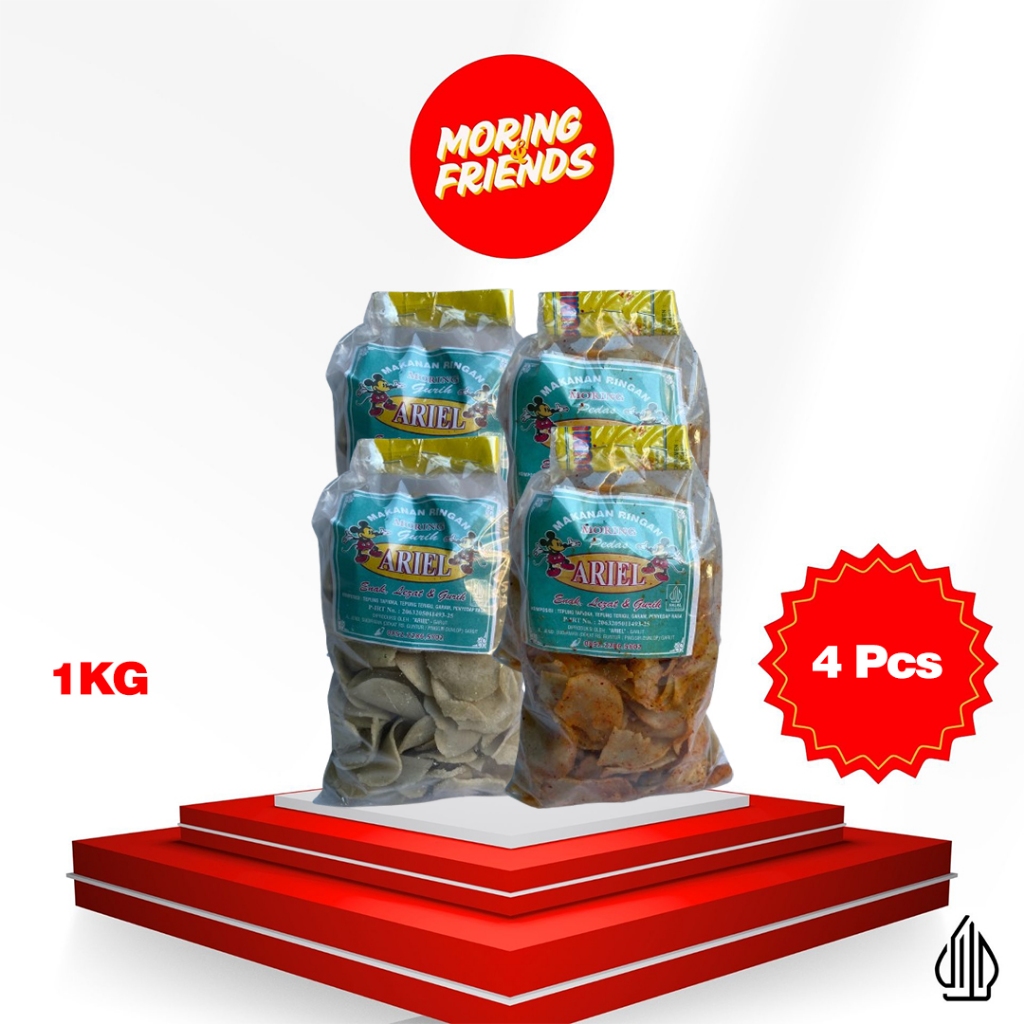 

[4 PCS] KERIPIK MORING PEDAS GURIH / KRIPIK MOLRING CIMOL KERING PEDAS MURAH 1KG