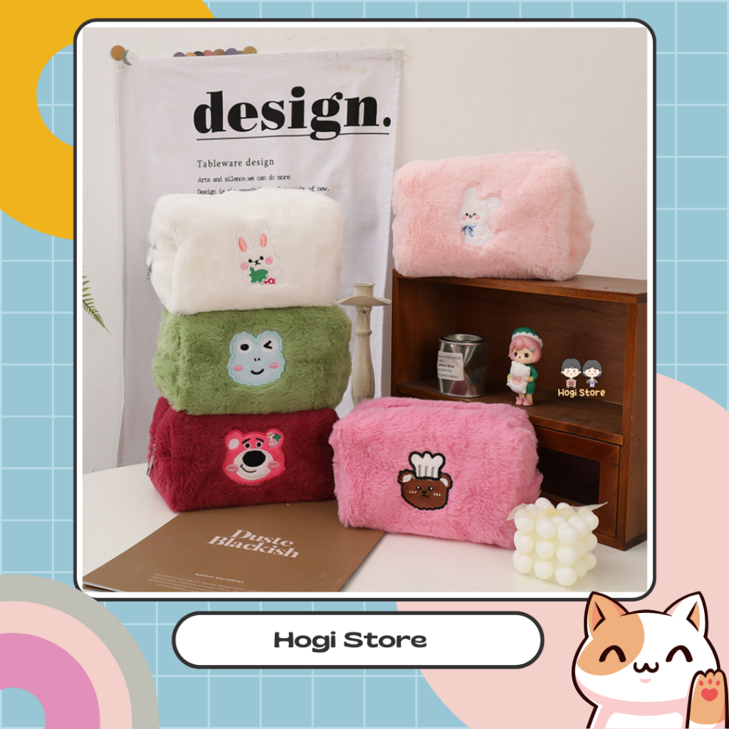 

Tempat Pensil Karakter Kartun Lucu Murah /Tas Kosmetik Make Up Bag Pouch Bulu Lembut