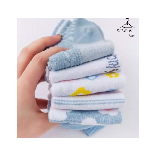 Kaos Kaki Wanita Motif Bunga Biru Korea