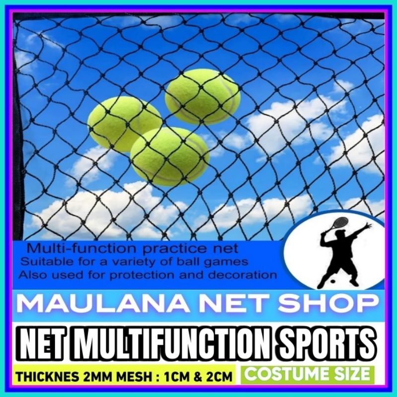 Jaring Lapangan Tenis, Futsal, Golf, Voly, Baseball dengan Lis Kain Kanvas dan Lubang Mata Ayam Terp