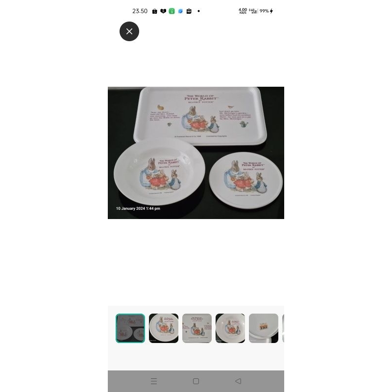 Piring Set Peter Rabbit  ORI (1Nampan & 2 Piring)