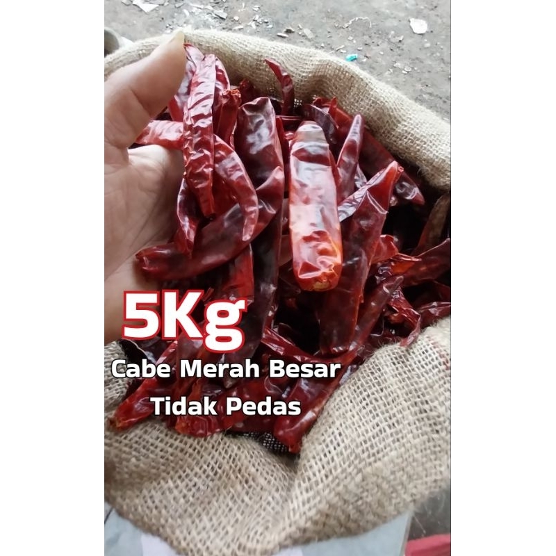 

PROMO !! 5Kg CABE MERAH BESAR / TANJUNG (tidak pedas ) Kualitas SUPER