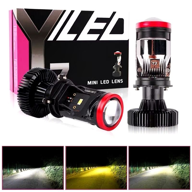 Lampu Mobil Y7D-S H4 3 Warna Mini Projector Hi-loo